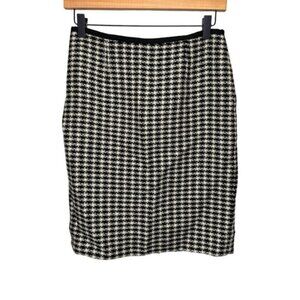 Tory Burch Black  Cream Wool Houndstooth Pencil Skirt Size 2